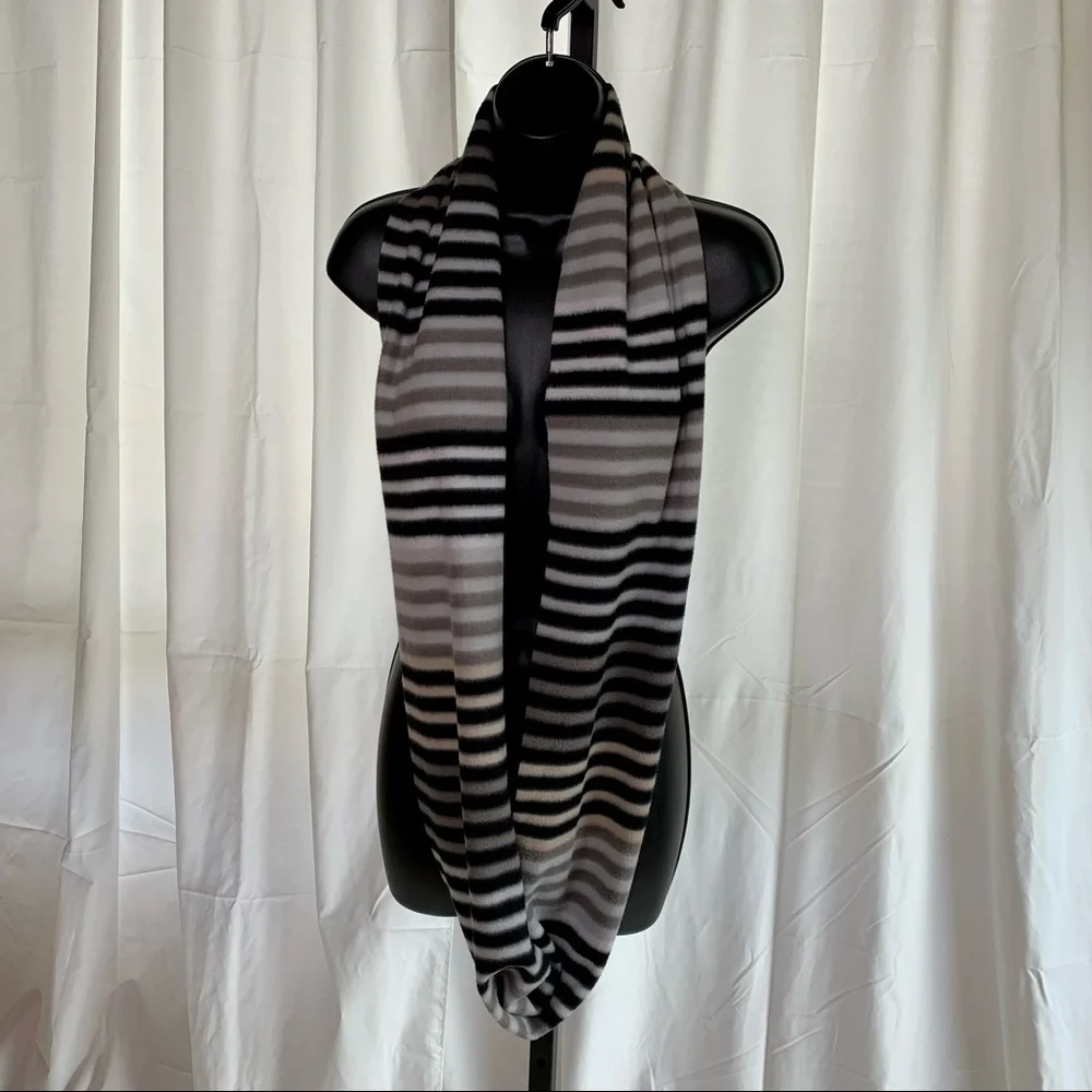 Polar Fleece Striped Infinity Scarf